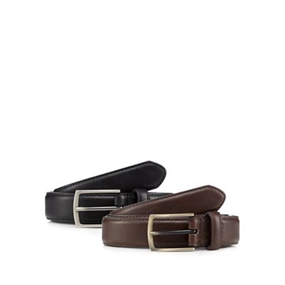 The Collection Pack of two black and brown leather belts